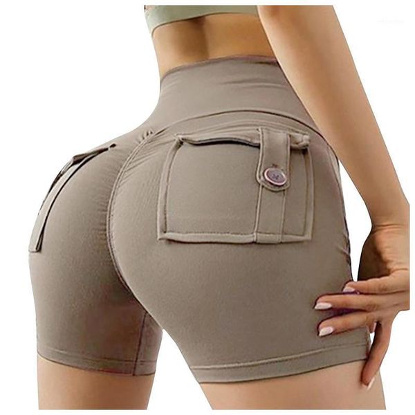 

yoga outfit summer women's sports tight shorts high waist pocket athletic gym workout fitness leggings briefs breathable