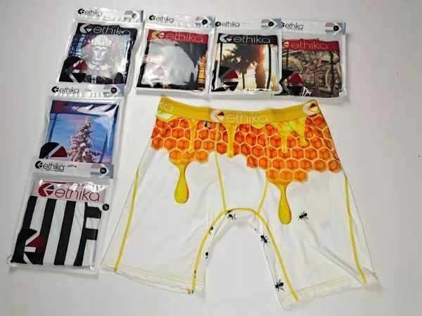

underpants ethika men's underwear boxers brief trunk hip hop rock skateboard street fashion streched premium cotton quick dry printed s, Black;white