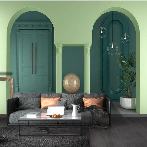 

wallpapers custom po mural modern 3d geometric green plant space wallpaper living room study tv background wall decor fresco cloth