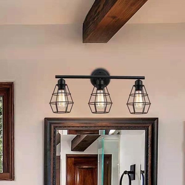 

american style simple industrial iron wall lamp bedroom bar aisle cafe loft three head northern european lamps