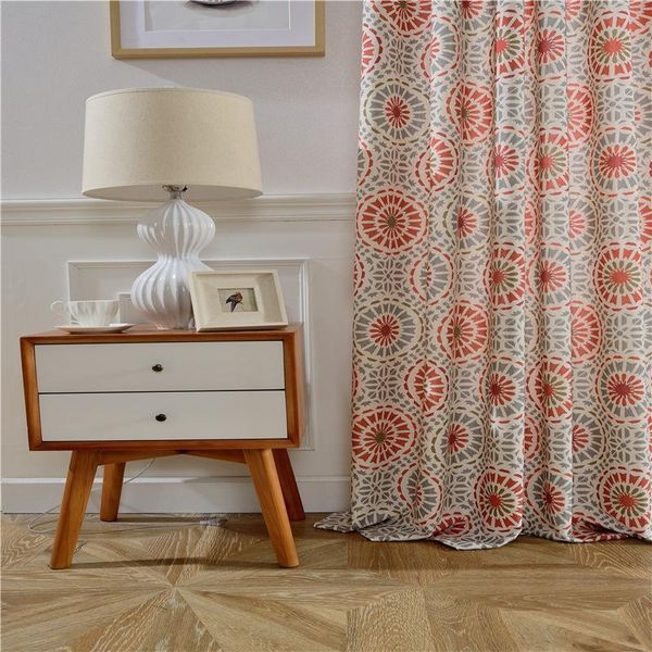 

red circle american curtains for living room bedroom vintage linen printed curtain drapes panels window treatments