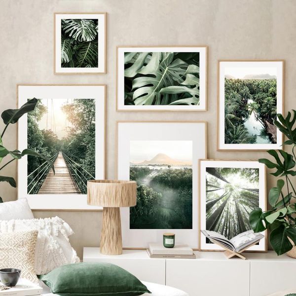 

paintings coconut tree bamboo forest mountain quote wall art canvas painting nordic posters and prints pictures for living room decor
