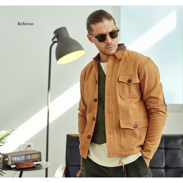 

men/women american vintage army jacket thick sherpa linning multi pocket work men's jackets, Black;brown