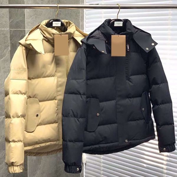 

canadian designer winter men and women british style thickened warm short hooded business leisure down jackett, Black