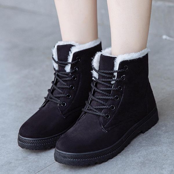 

boots women winter snow outdoor cotton shoes heels ankle botas for, Black