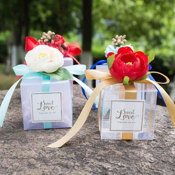 

gift wrap 20pcs pvc transparent candy box clear storage bag chocolate boxes square bags for christmas wedding birthday
