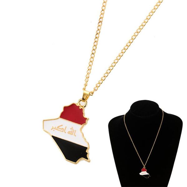

pendant necklaces alloy country map flag necklace iraq for women girls boys jewelry accessories aic88, Silver