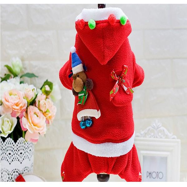 

dog apparel small warm cotton velvet santa claus clothing female models