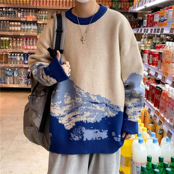 

men's sweaters 2021 autumn and winter trendy brand high street bottoming shirt ins hong kong style loose trend knitted pullover, White;black