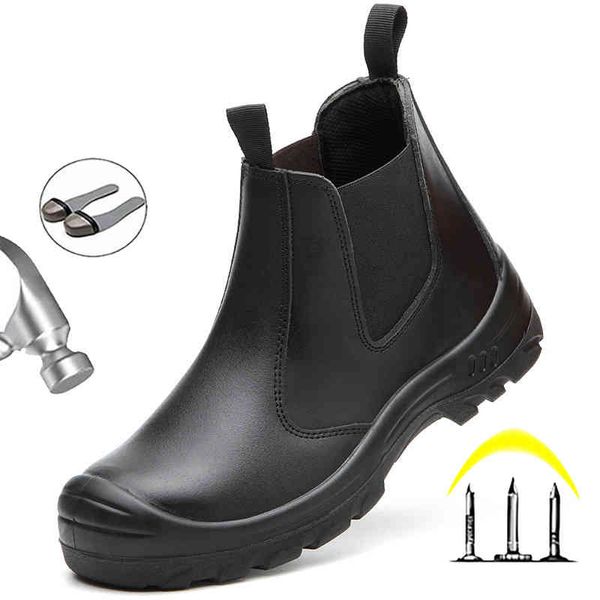 

waterproof safety boots men's shoes with steel toe anti-puncture work men boot ankle anti-stab industrial shoe, Black