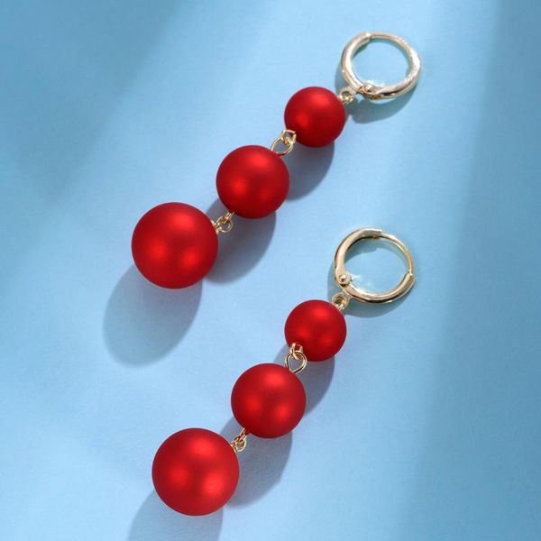 

origin summer luxury circle pearl dangle earings for women korean fashion red white color earings wedding jewellery accessories, Silver