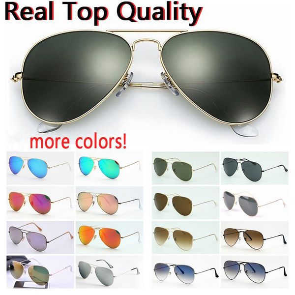 

202designer sunglasses aviation pilot sun glasses for men women with black or brown leather case, cloth, and retail accessories, White;black