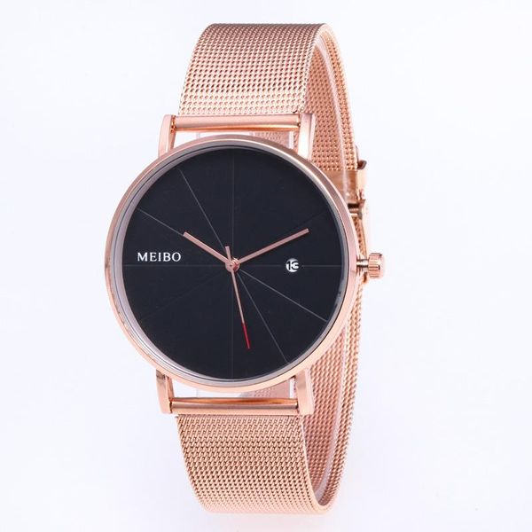 

wristwatches business calendar couple watch mesh belt temperament casual quartz men and women fashion luxury, Slivery;brown