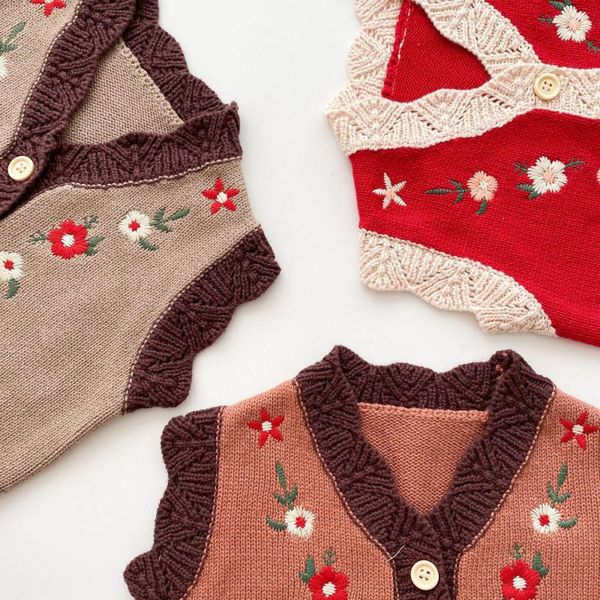 

waistcoat 2021 winter autumn baby girls fashion floral print knit vest children's embroidery warm clothes kids cotton cute outfits, Camo
