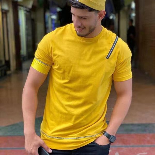 

men's t-shirts short sleeve fitness bodybuilding shirts running fashion t shirt men gyms o-neck solid color cotton male clothing brand, White;black