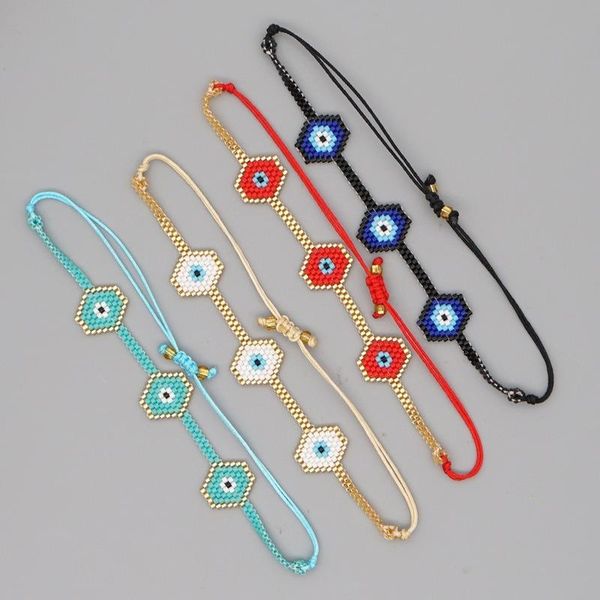 

beaded, strands ethnic blue-eyed miyuki beaded bracelet woven pure handmade jewelry bangles for women wholesale pulseras strand bracelets, Black