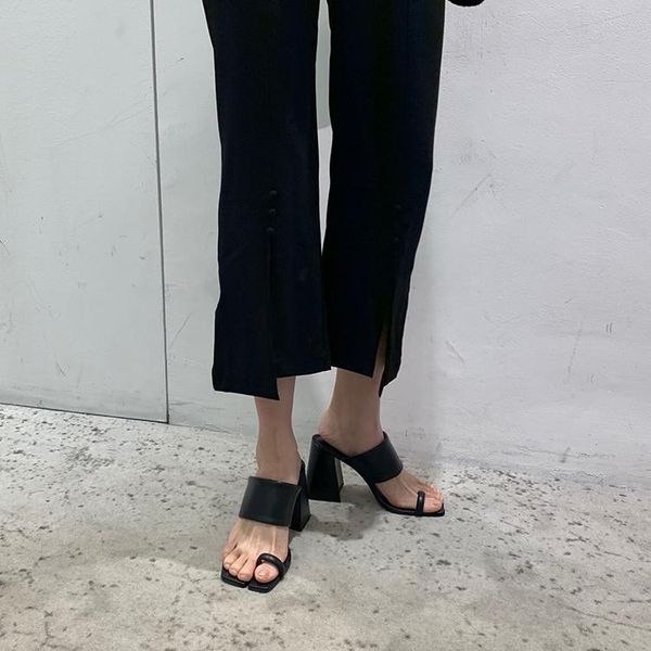 

summer women's flip-flop high heels slippers shoes black m63