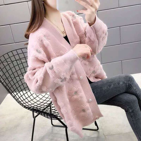 

women's sweaters casual loose cardigan sweater of solid female color, autumn coat and winter wuo9, White;black