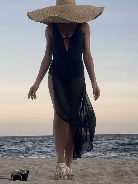 

contrast mesh plunging cover up a7k4#, White;black