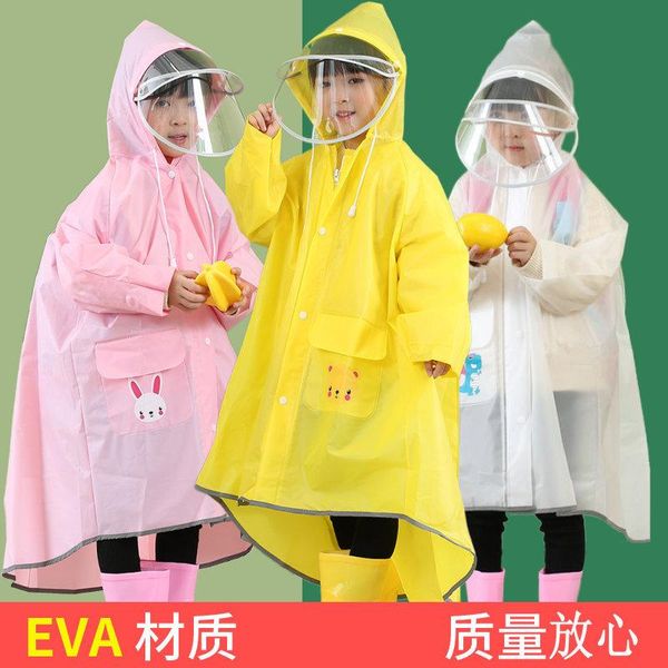 

raincoats children's one-piece raincoat with school bag for boys and girls to waterproof transparent cartoon eva poncho