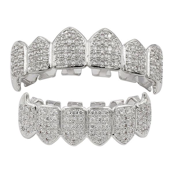 

Hip Hop Gold Braces Fangs Bursting Micro-inlaid Gold Teeth Women&men Dental Jewelry, Black