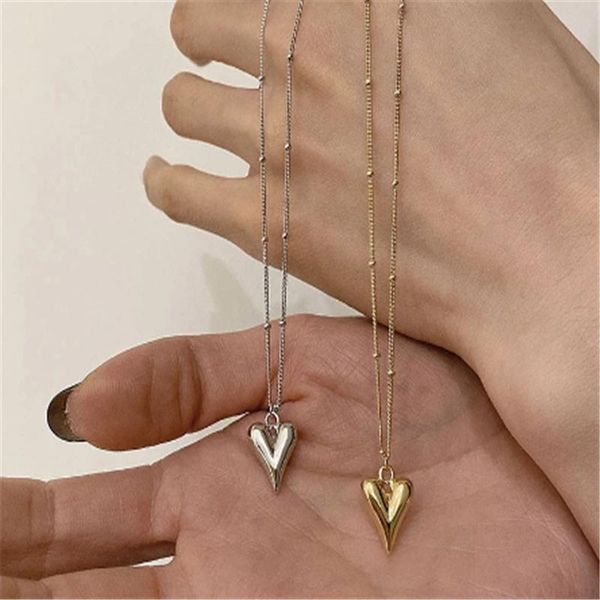 

chokers boako love heart pendant necklace for women 2021 trend gold plating copper fashion collares mujer jewelry gift bijoux femme, Golden;silver