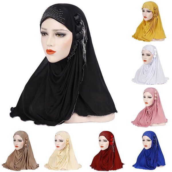 

beanie/skull caps silk pullover cap western style tassel head solid color baotou hat muslim turban hats for women girls ethnic, Blue;gray