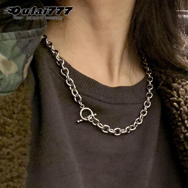 

chains chain necklace womens fashion jewelry on the neck hip hop choker big stainless steel punk gifts for male, Silver