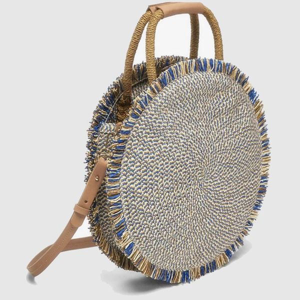 

evening bags 2021 women fashion boho woven handbag tote shoulder summer beach casual rattan straw wicker circle bag retro
