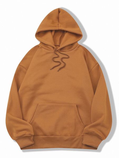 

solid kangaroo pocket thermal lined hoodie m3k8#, White;black