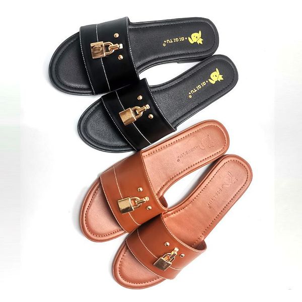 

slip female summer korean lock flat slippers korean non-slip roman shoes beach casual slippers women, Black