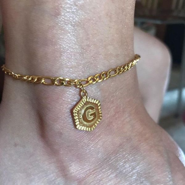 

anklets a-z initial leg chain for women barefoot jewelry 2021 letter ankle bracelet femme friend gifts beach accessories, Red;blue