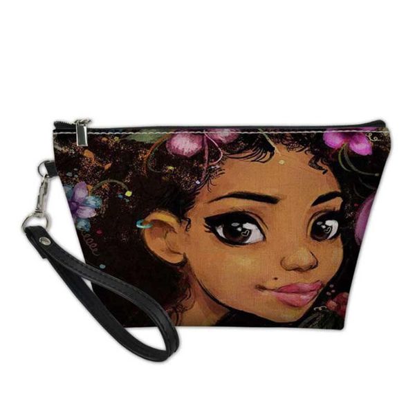

cosmetic bags & cases travel organizer for women black art african girls printed make up pouch ladies function wash kit bag