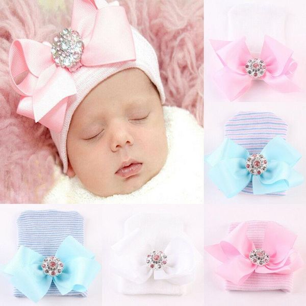 

caps & hats cute born baby girl comfy bowknot crystal cap beanie hat 0-6m, Yellow