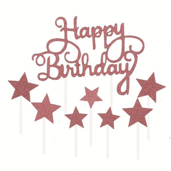 

other festive & party supplies cake decorations rosegold giltter happy birthday ers crown heart star for girl`s dessert decor