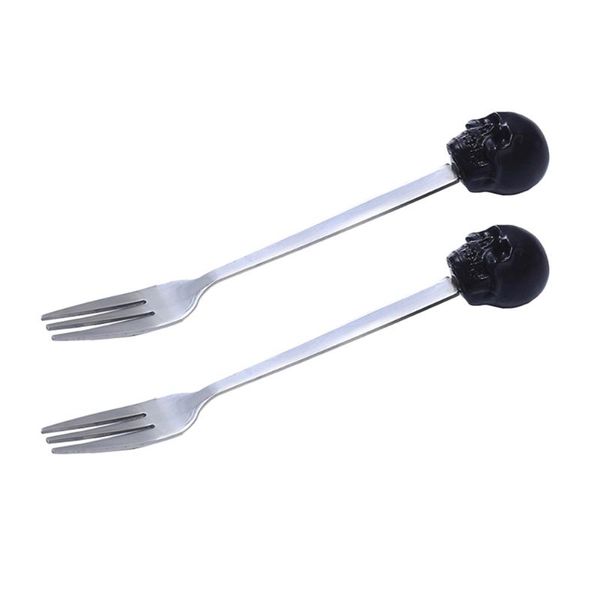 

forks 2pcs fruit stainless steel picks three prong toothpicks kitchen gadget