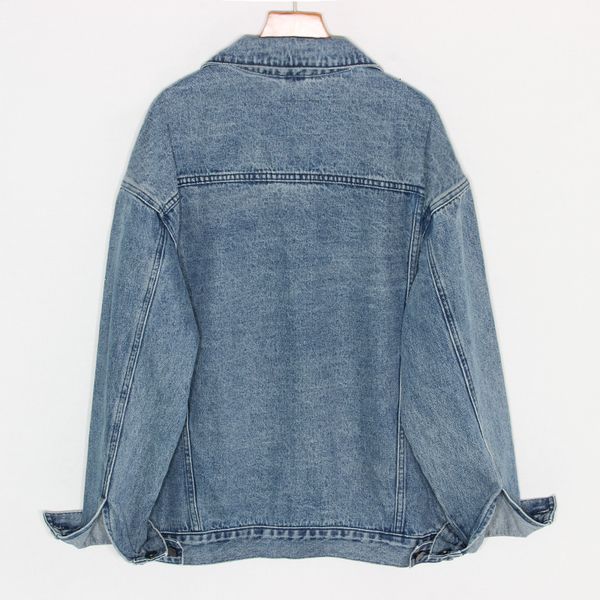 

vintage women spring autumn oversized loose mid long denim jacket washed blue jeans coat outerwear female bomber jackets 5zp5, Black;brown