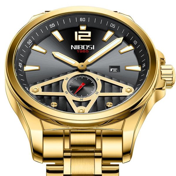 

wristwatches nibosi sport wrist watches for men brand stainless steel waterproof clocks watch military quartz relogio masculino, Slivery;brown