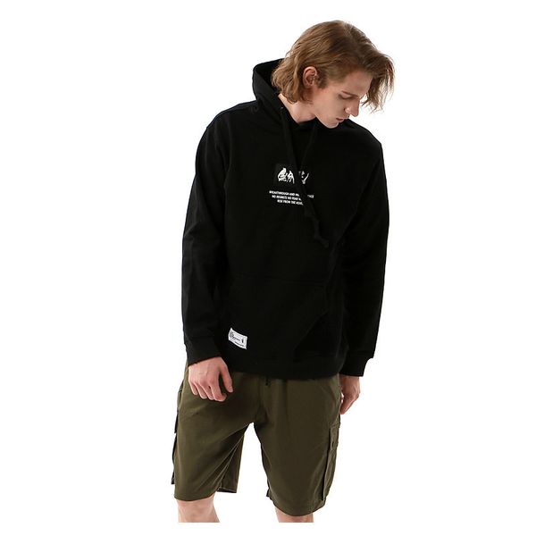 

2021 new hooded guard man's personality chinese wind print sleeve sports long-sleeved trend running fitness autumn and winter 2uss, Black