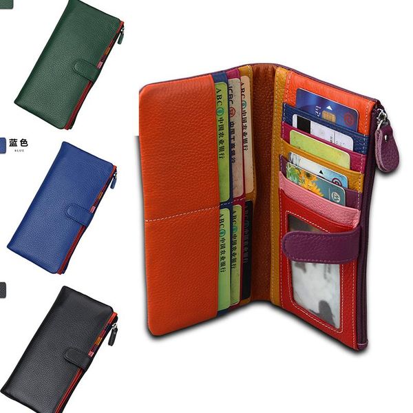 

wallet female long section 2021 new fashion leather student soft leather handbag simple ultra-thin wallet, Red;black