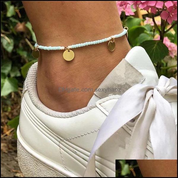 

anklets jewelry creative fashion simple rice bead sequin anklet beach womens beaded retro light luxury drop delivery 2021 ec9vy, Red;blue