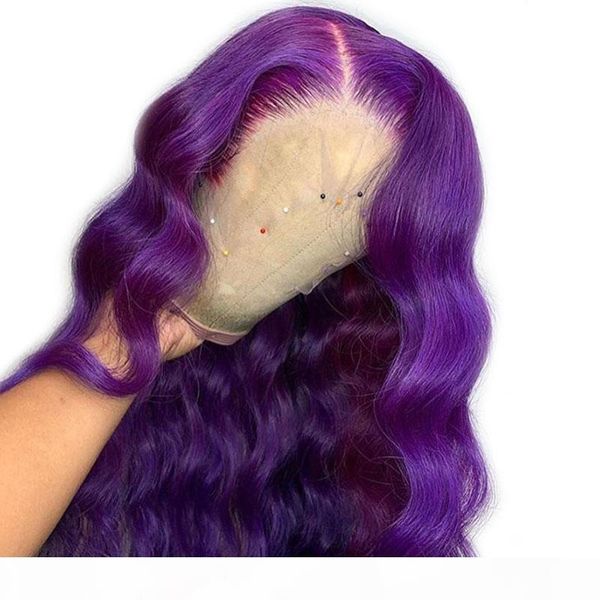 

black women 360 lace frontal wig preplucked brazilian purple colored lace front wigs human hair wigs wavy remy with baby hair