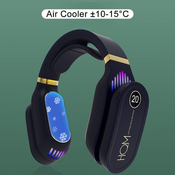 

electric fans mini neck fan wearable portable air conditioner bladeless ventilador usb rechargeable leafless neckband with warm heater