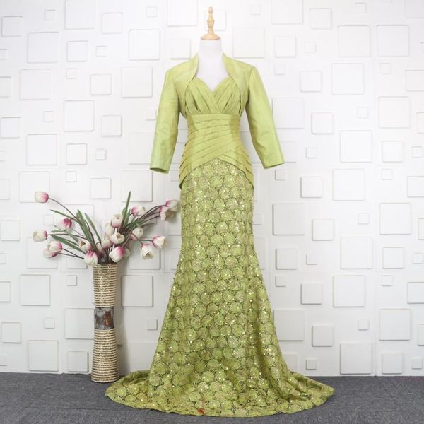 

party dresses apple green mermaid prom with satin jacket 2021 lace floor length formal women long evening gowns, White;black