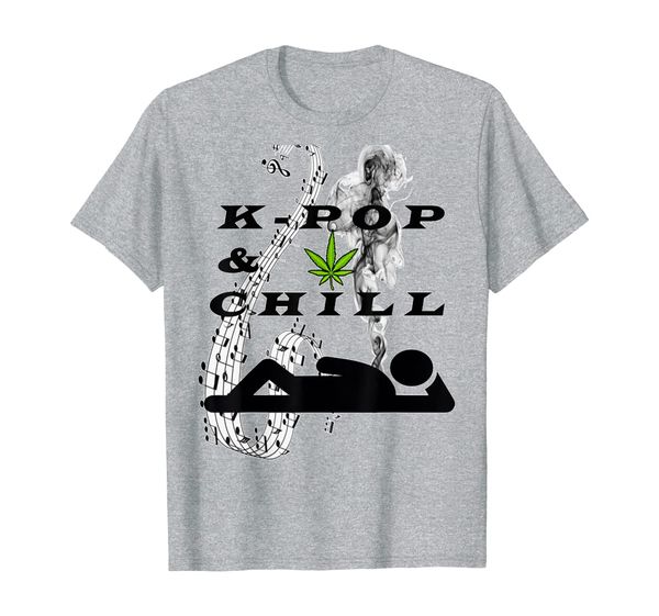 

k-pop and chill and korean k pop music fan gift t-shirt, White;black