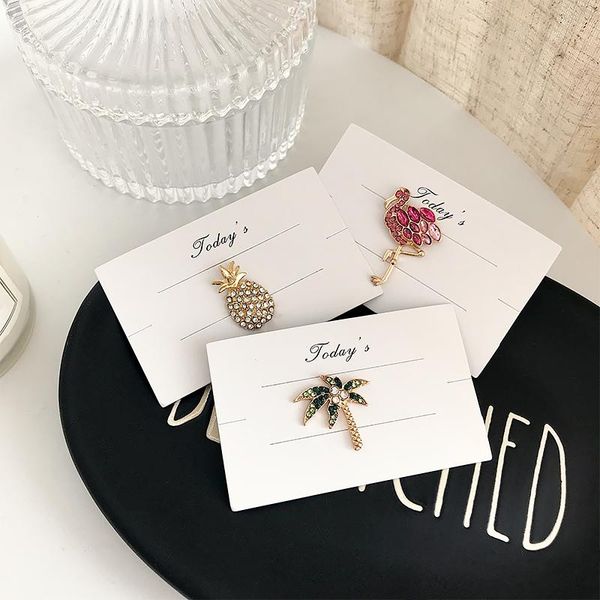 

pins, brooches rhinestone flamingo women suit men badge crystal jewelry pineapple coconut tree pins clothes accessories bag gifts, Gray
