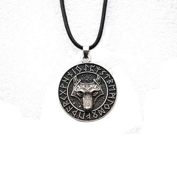 

pendant necklaces 12pcs elder futhark vegvisir runic wolf necklace original animal wicca jewelry, Silver