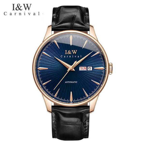 

mark luxury gold automatic carnival watches men fashion mechanical waterproof sapphire calendar 2021 relogio masculino, Slivery;brown