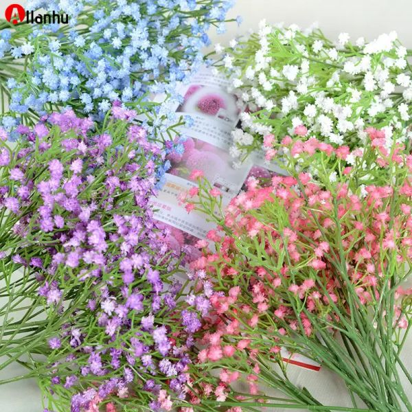 NUOVO! Gypsophila 90 Teste 52 cm Neonati Respiro Fiori Artificiali Plastica Gypsophila Disposizione di mazzi floreali fai-da-te per la decorazione della casa di nozze