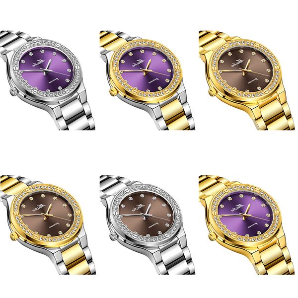 

missfox new genuine quartz watch middle east gold high grade diamond inlaid women's wristwatch factory direct sales waterproof, Slivery;brown